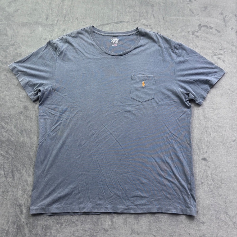 Polo Ralph Lauren Mens‎ XXL Pocket T-Shirt Blue Cotton Short Sleeve Pony Logo